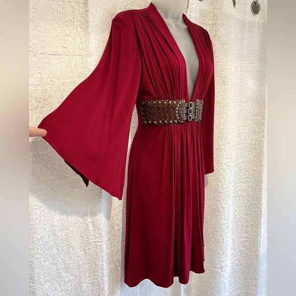 Gorgeous NWT SKY Dress Leather Belt L Wine Maroon Burgundy RHOC ASOS - Picture 3 of 7